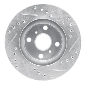 Chevrolet Prizm Brake Rotor (1) - Front Left - R1 Concepts - Drilled & Slotted - Silver - `93-`02